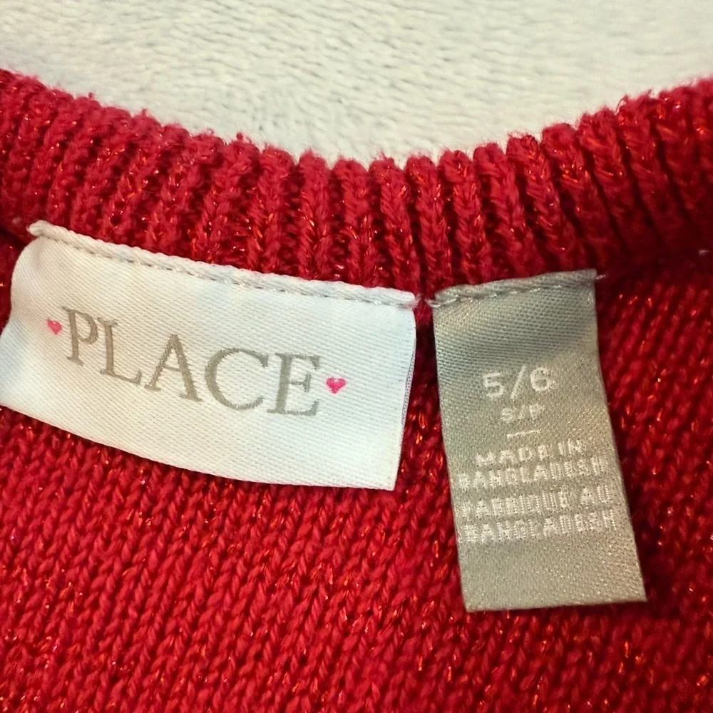 The Children’s Place Sparkling Red Knit Sweater Size S(5/6)